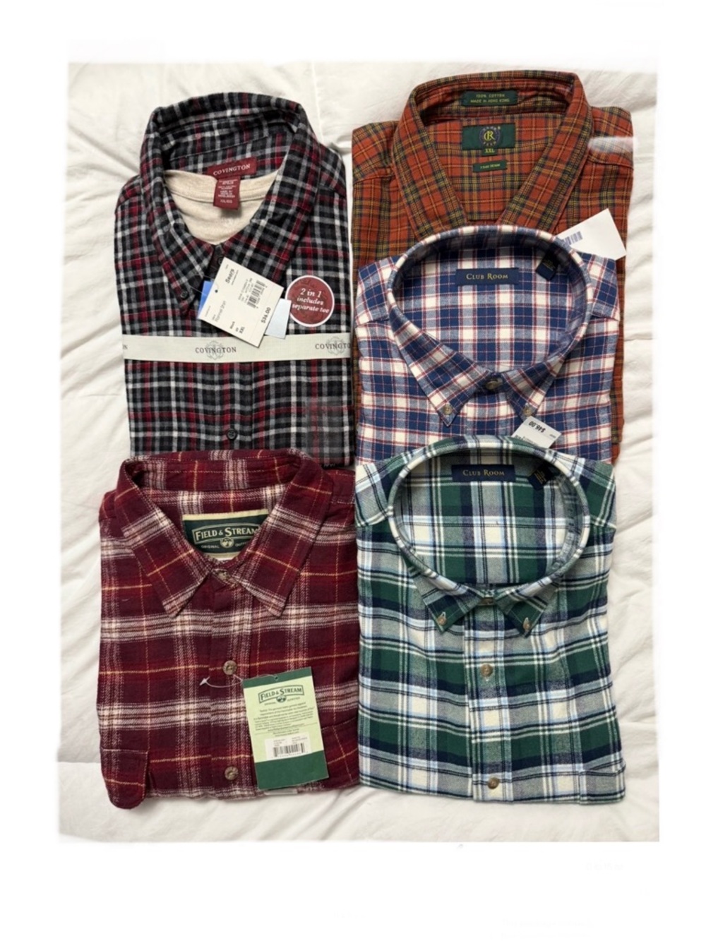 FOR BARBARA ONLY 5 Flannel Plaid Shirts & 2 Kirkland Plaid NWT Men's Sz XXL